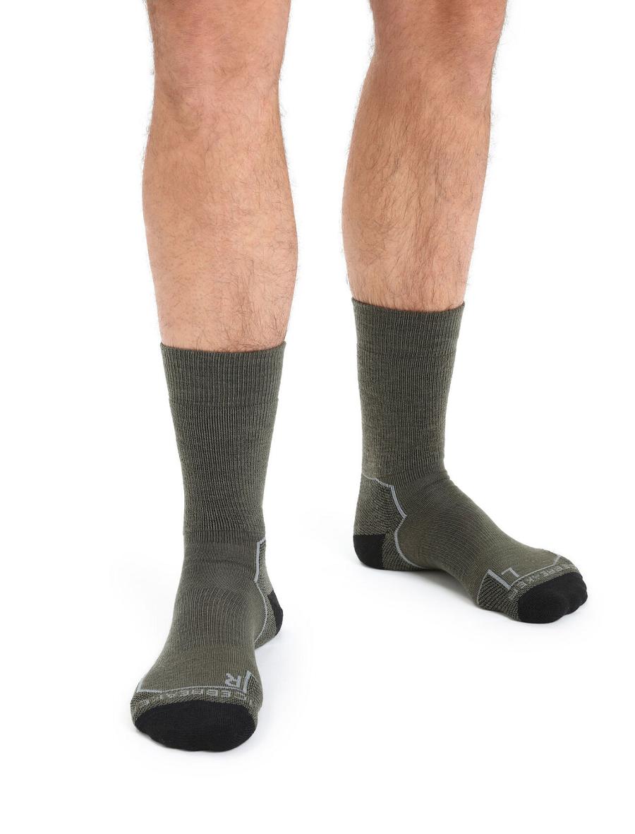 Men\'s Icebreaker Merino Hike+ Medium Crew Socks Loden / Black | CA 1923CTVE